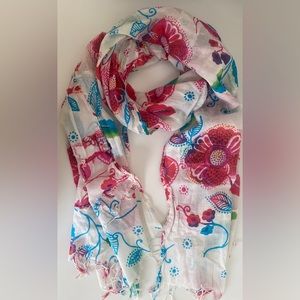 Chemistry New York Floral Scarf Fringe Bohemian 100% Cotton Y2K Beach Summer